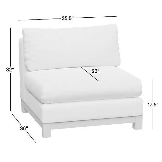 Pacific Wood Base Armless Chair Sectional Piece
