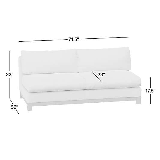Pacific Wood Base Leather Armless Sofa Sectional Piece