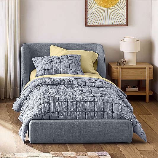 Scout Shelter Blue Upholstered Kids Twin Bed