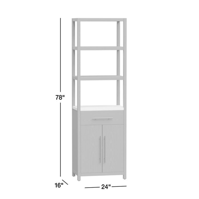 View Carmen Tall White Marble Shelf and Black Ash Wood Bathroom Storage Tower - image 3 of 15