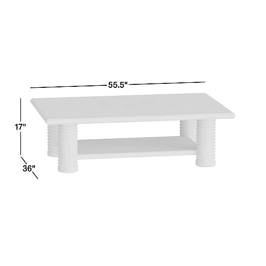 Garde Whitewashed Oak Wood 55.5" Rectangular Coffee Table with Shelf