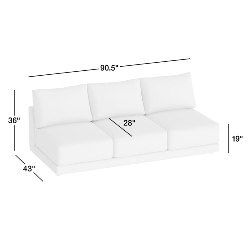 View Gather Deep Armless Sofa 3 Seat - image 3 of 5