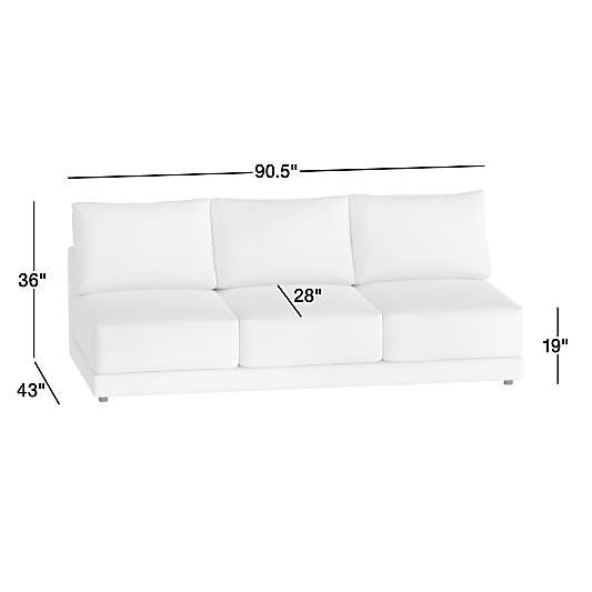 Gather Deep Armless 3-Seat Sofa Sectional Piece
