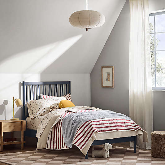Classic Navy Blue Wood Kids Bed