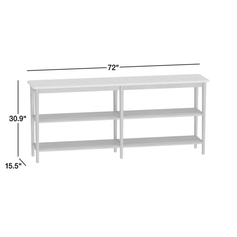 View Aeree 72" Natural Oak and Rattan Console Table with Marble Top - image 3 of 7