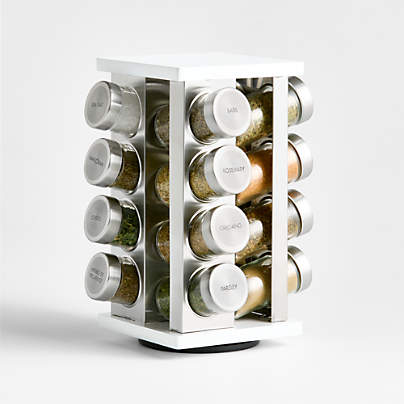 16-Bottle White Revolving Spice Rack