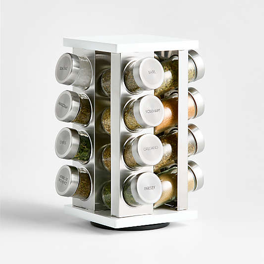 16-Bottle White Revolving Spice Rack