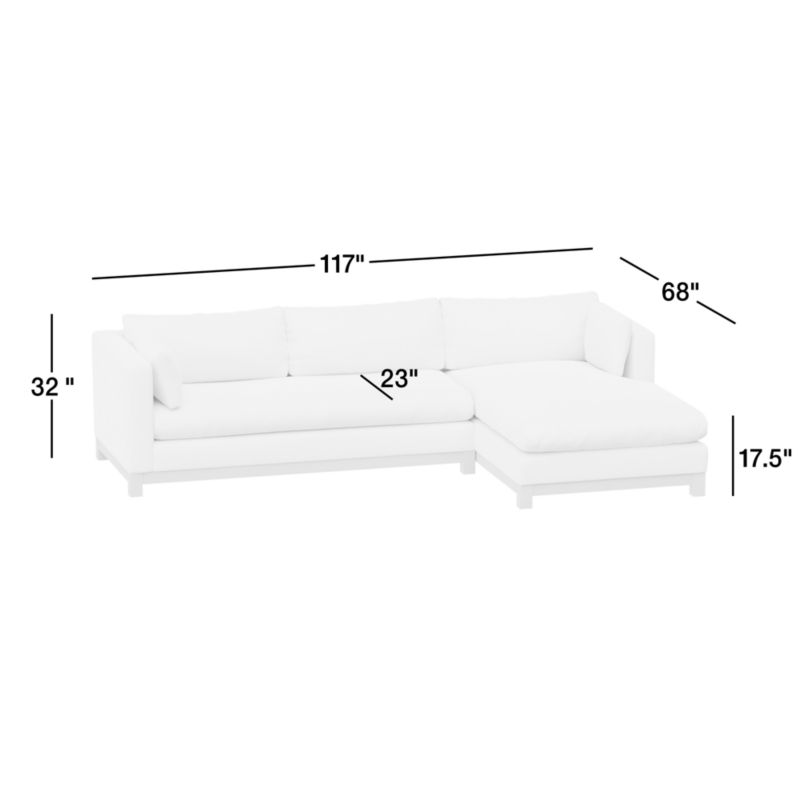 View Pacific Wood Bench Seat 2-Piece Chaise Sectional Sofa - image 3 of 12