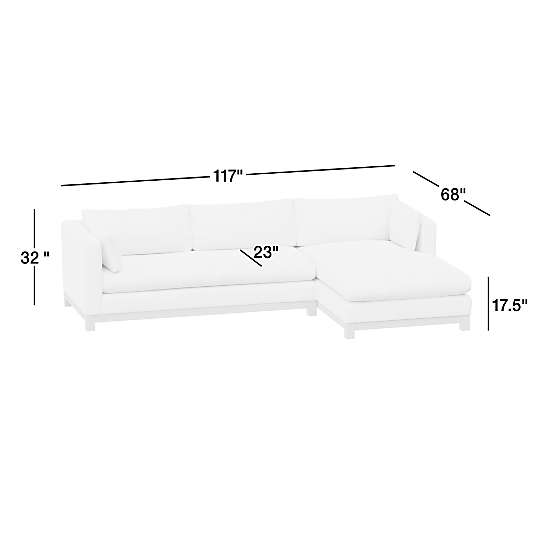 Pacific Wood Bench Seat 2-Piece Chaise Sectional Sofa