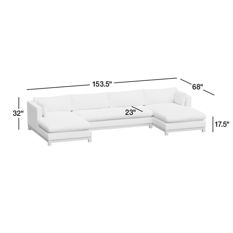 View Pacific Wood Bench Seat 3-Piece U-Shaped Sectional Sofa - image 3 of 11