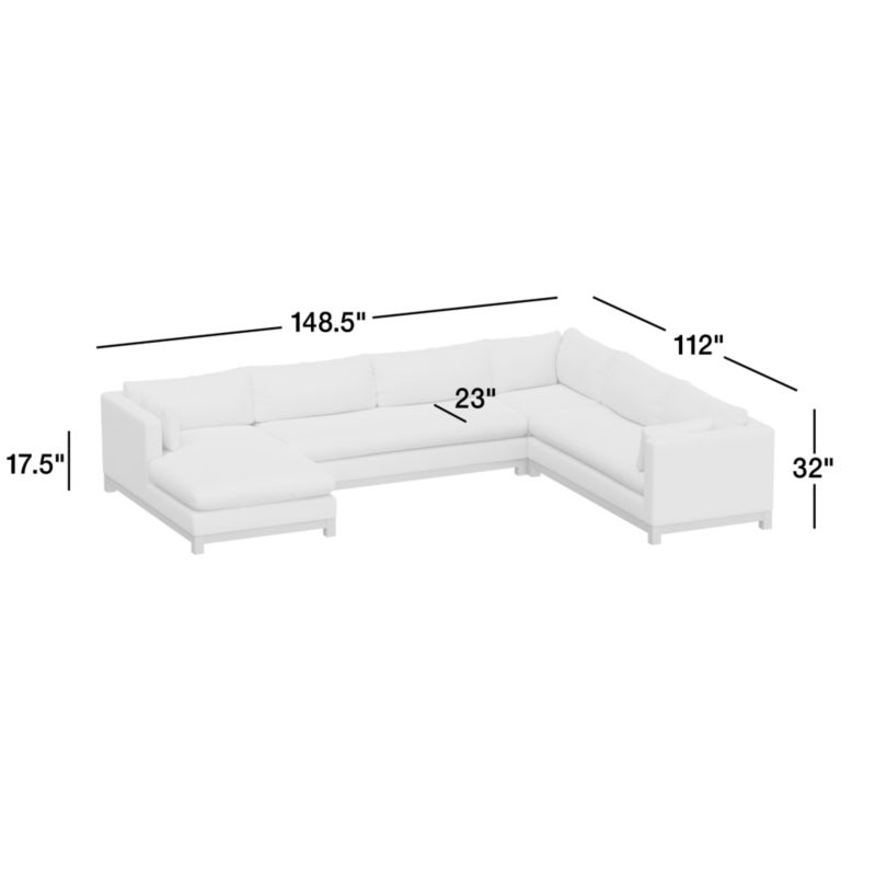 View Pacific Wood Bench Seat 4-Piece L-Shaped Sectional Sofa with Chaise - image 3 of 11