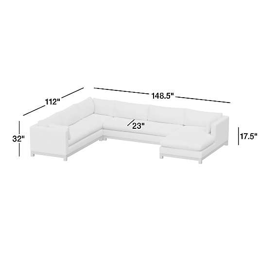 Pacific Wood Bench Seat 4-Piece L-Shaped Sectional Sofa with Chaise