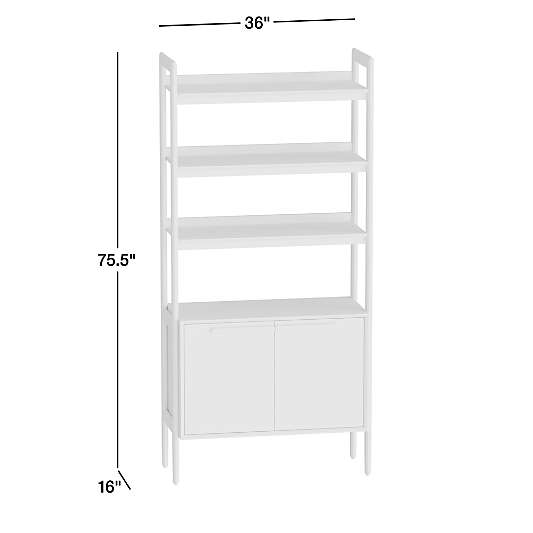 Tate Black Wood 3-Shelf Storage Bookcase Cabinet