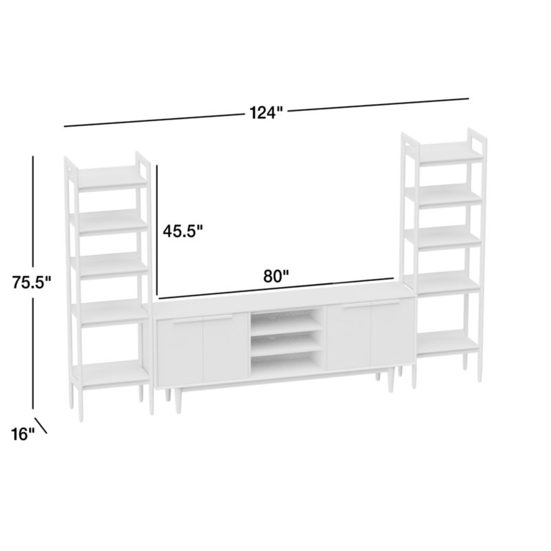 View Tate 80" Black Wood Media Console with 2 Narrow Bookcases - image 3 of 4