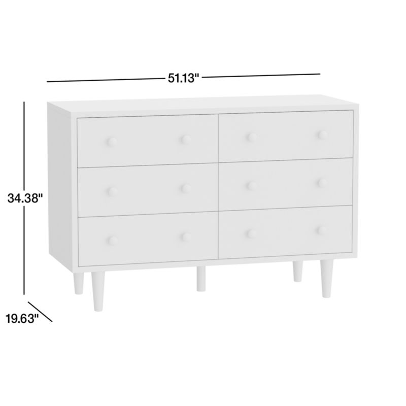 View Finn White Wood Wide 6-Drawer Kids Dresser - image 3 of 7