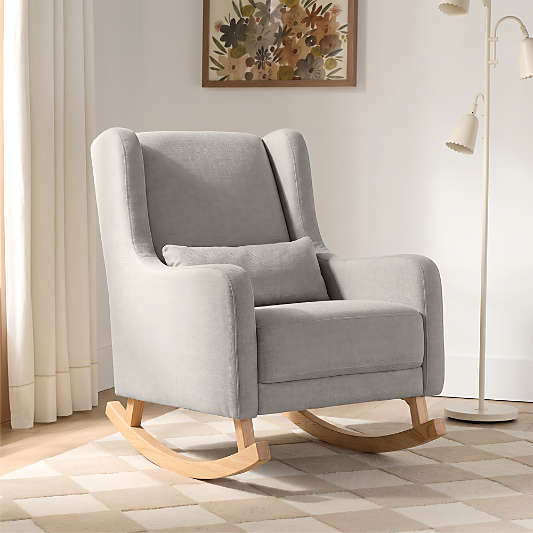 Babyletto Kai Grey Performance Nursery Rocking Chair with Wood Legs