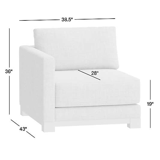 Gather Deep Wood Base Leather Left-Arm Chair Sectional Piece