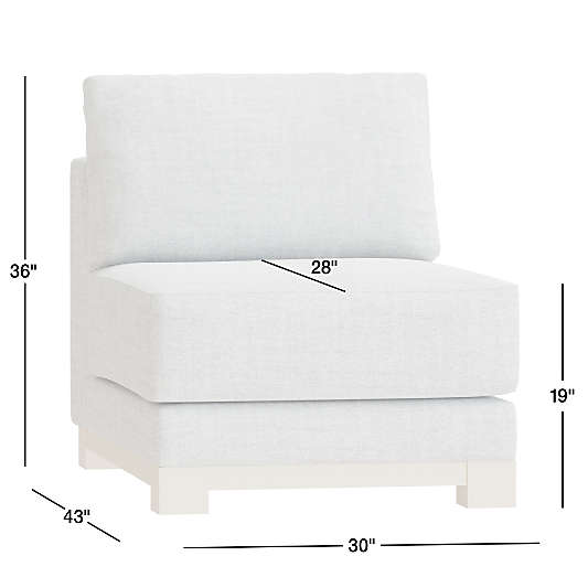 Gather Deep Wood Base Leather Armless Chair Sectional Piece