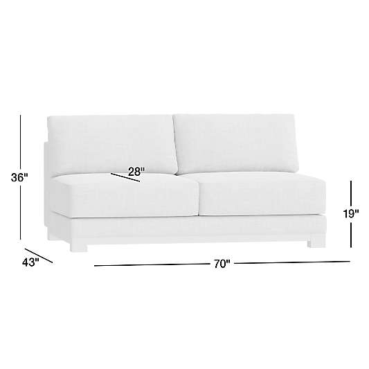 Gather Deep Wood Base Leather Armless Sofa Sectional Piece