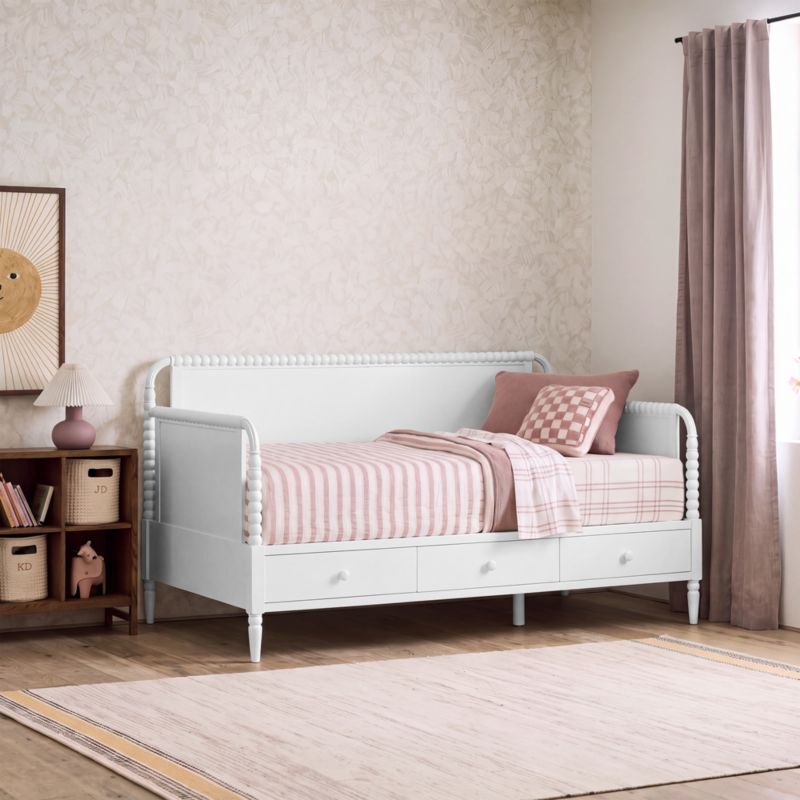 Jenny Lind White Wood Spindle Kids Daybed With Storage - image 3 of 11