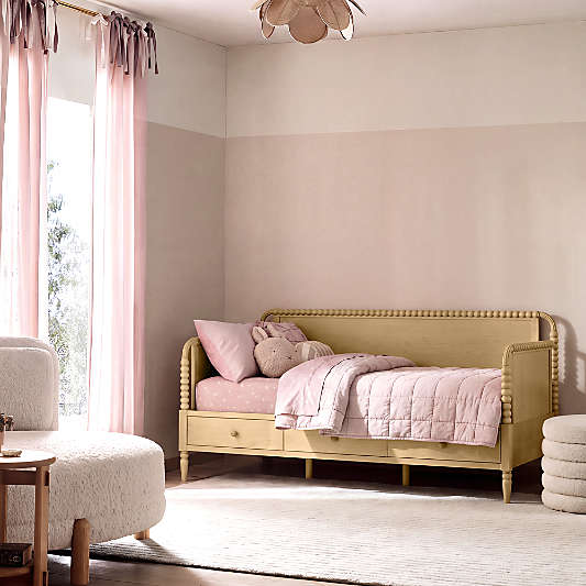 Jenny Lind Natural Maple Wood Spindle Kids Daybed With Storage
