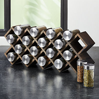 View Grey Wash 18-Jar Spice Rack with Stainless Caps details