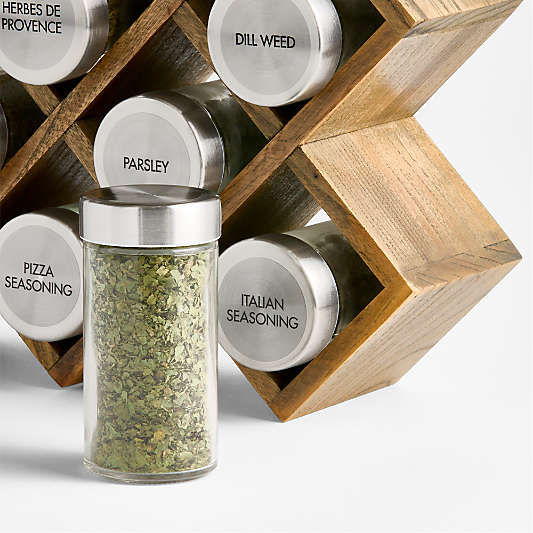 Grey Wash 18-Jar Spice Rack with Stainless Caps