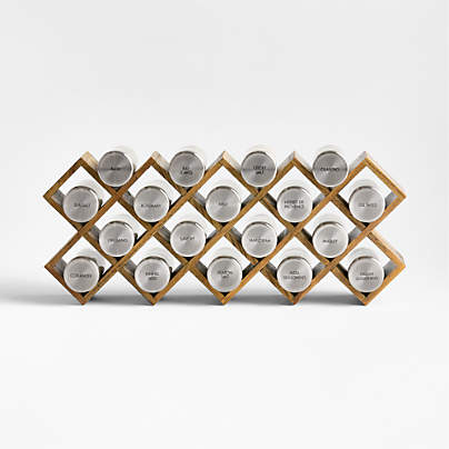 Grey Wash 18-Jar Spice Rack with Stainless Caps