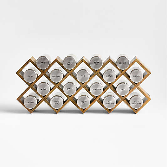 Grey Wash 18-Jar Spice Rack with Stainless Caps
