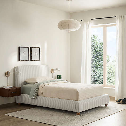Winner Classic Wide Stripe Upholstered Kids Bed by Venus Williams