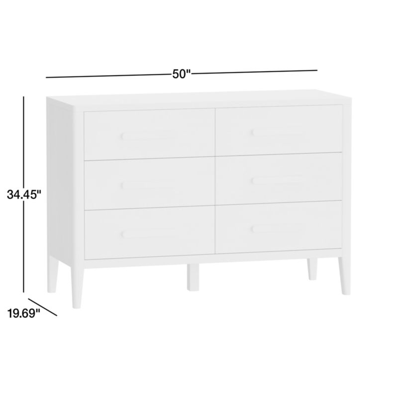 View Archie Whitewashed Ash Wood Wide 6-Drawer Kids Dresser - image 3 of 7