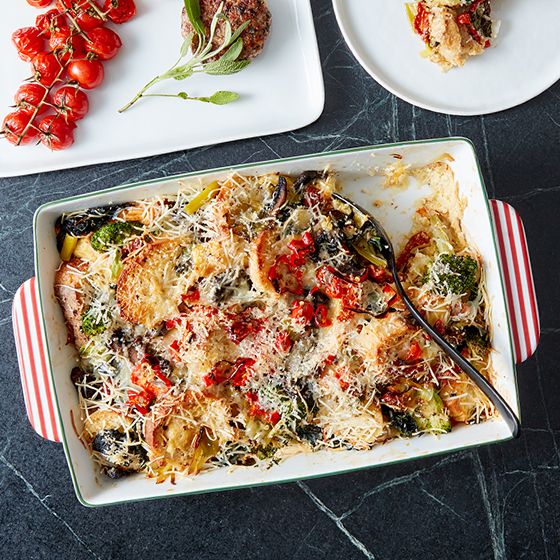 kale and mushroom strata