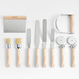 Crate & Barrel Beechwood 10-Piece Pastry Tools Set