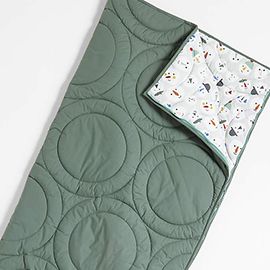 Green Puffer Holiday Snowman Kids Sleeping Bag