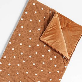 Caramel Sherpa Polka-Dot Kids Sleeping Bag