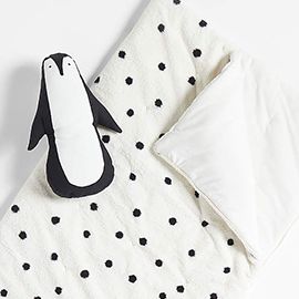 White Sherpa Polka-Dot Kids Sleeping Bag