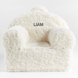 Cream Mongolian Faux Fur Kids Lounge Nod Chair