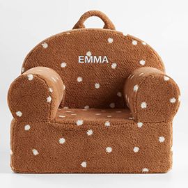 Caramel Sherpa Polka Dot Kids Lounge Nod Chair