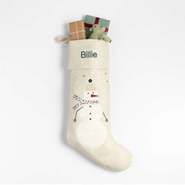 Linen Snowman Stocking