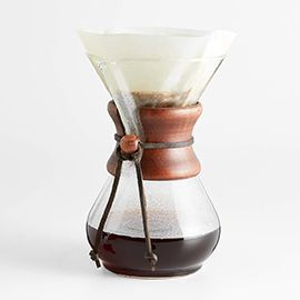 Chemex® 8-Cup Glass Pour-Over Coffee Maker with Dark Wood Collar