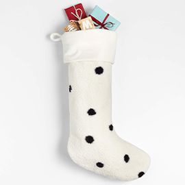 Cream Sherpa Polka-Dot Kids Christmas Stocking