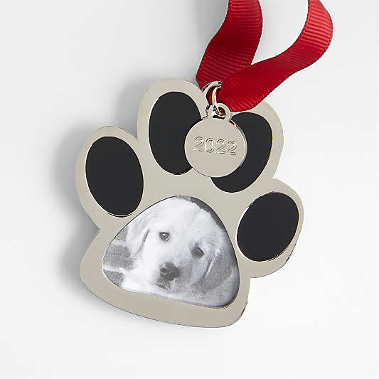 2022 Silver Paw Print Picture Frame Christmas Tree Ornament