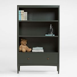 Hampshire Olive Tall 3-Shelf Bookcase with Drawer