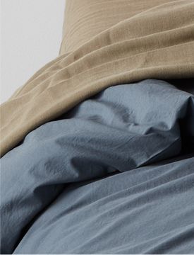 Cozy Cloud Dark Blue Organic Washed Cotton Twin Duvet Cover