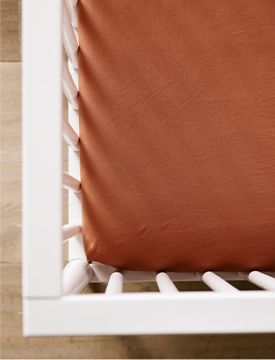 Cozy Cloud Dark Orange Organic Washed Cotton Fitted Sheet