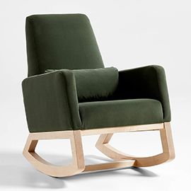 Joya Moss Velvet Rocking Chair with Maple Base