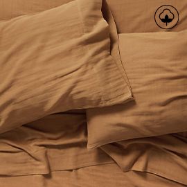 Supersoft Brulee Brown Gauze Organic Cotton Sheet Set