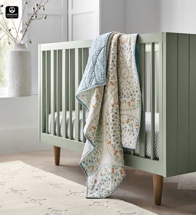 Finn Sage Green Wood Baby Crib