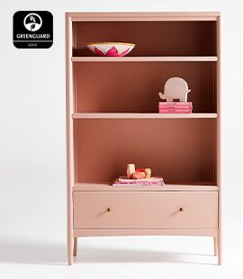 Hampshire Tall Blush 3-Shelf Bookcase with Drawer