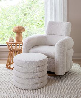 Snoozer Cream Boucle Nursery Swivel Glider